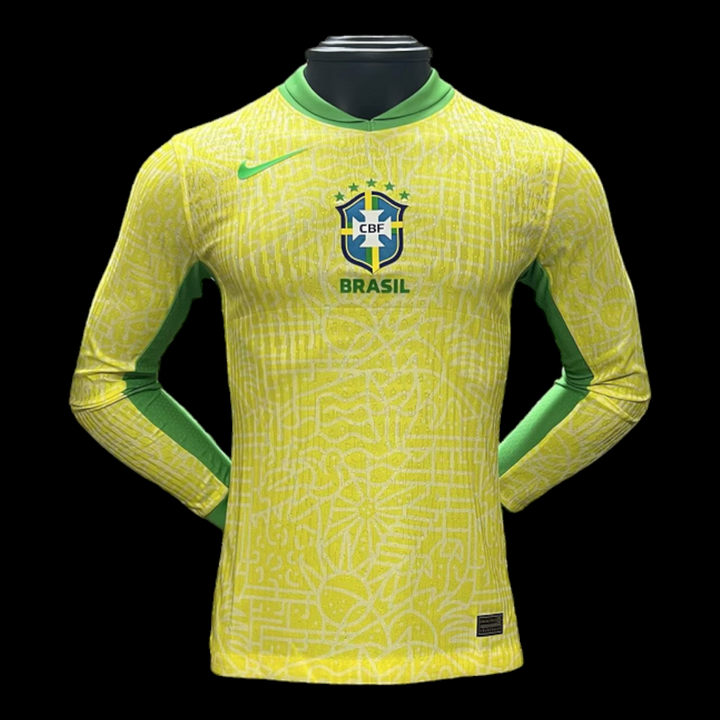Maillot Brésil domicile 2024/2025 Player Version manches longues - vue de face